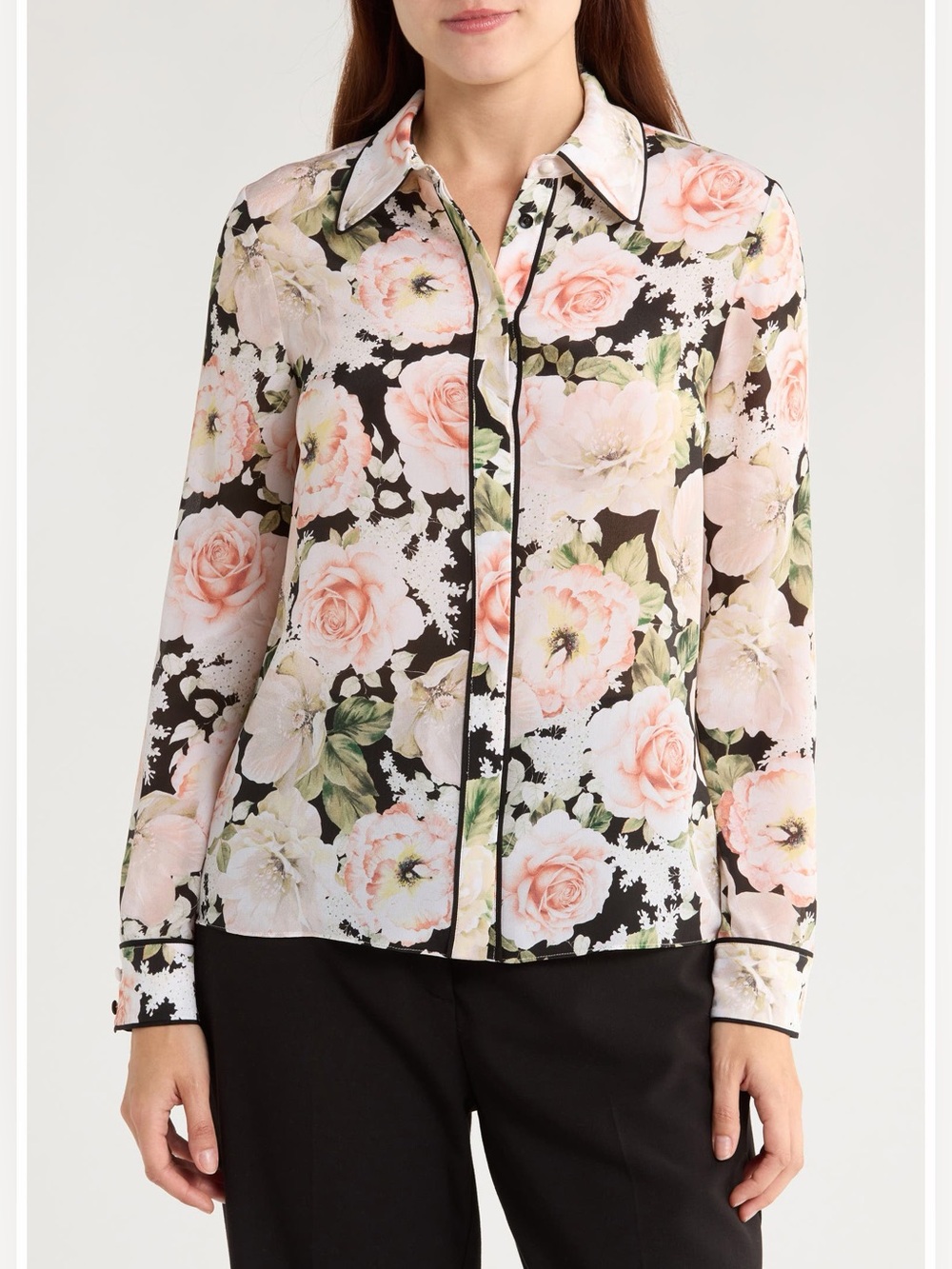 Alice + Olivia Willa Silk Floral Button-Up Shirt